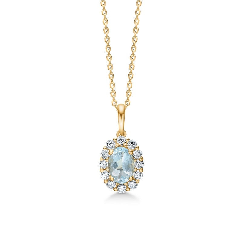 Portofino vedhæng fra Mads Z i 14 kt guld med aquamarin og 0,35 ct diamanter